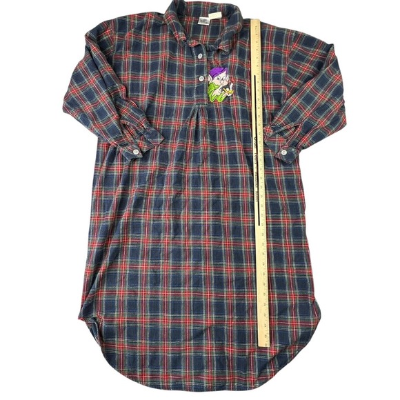 Disney Store Dopey Plaid Nightgown Flannel Long Sleeve Womens One Size‎ Vintage - Picture 6 of 8